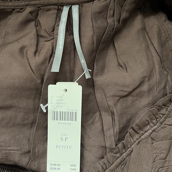 Anthropologie Puff Sleeve Tiered Maxi Dress Size S Brown Smocked Prairie NEW - Picture 7 of 9